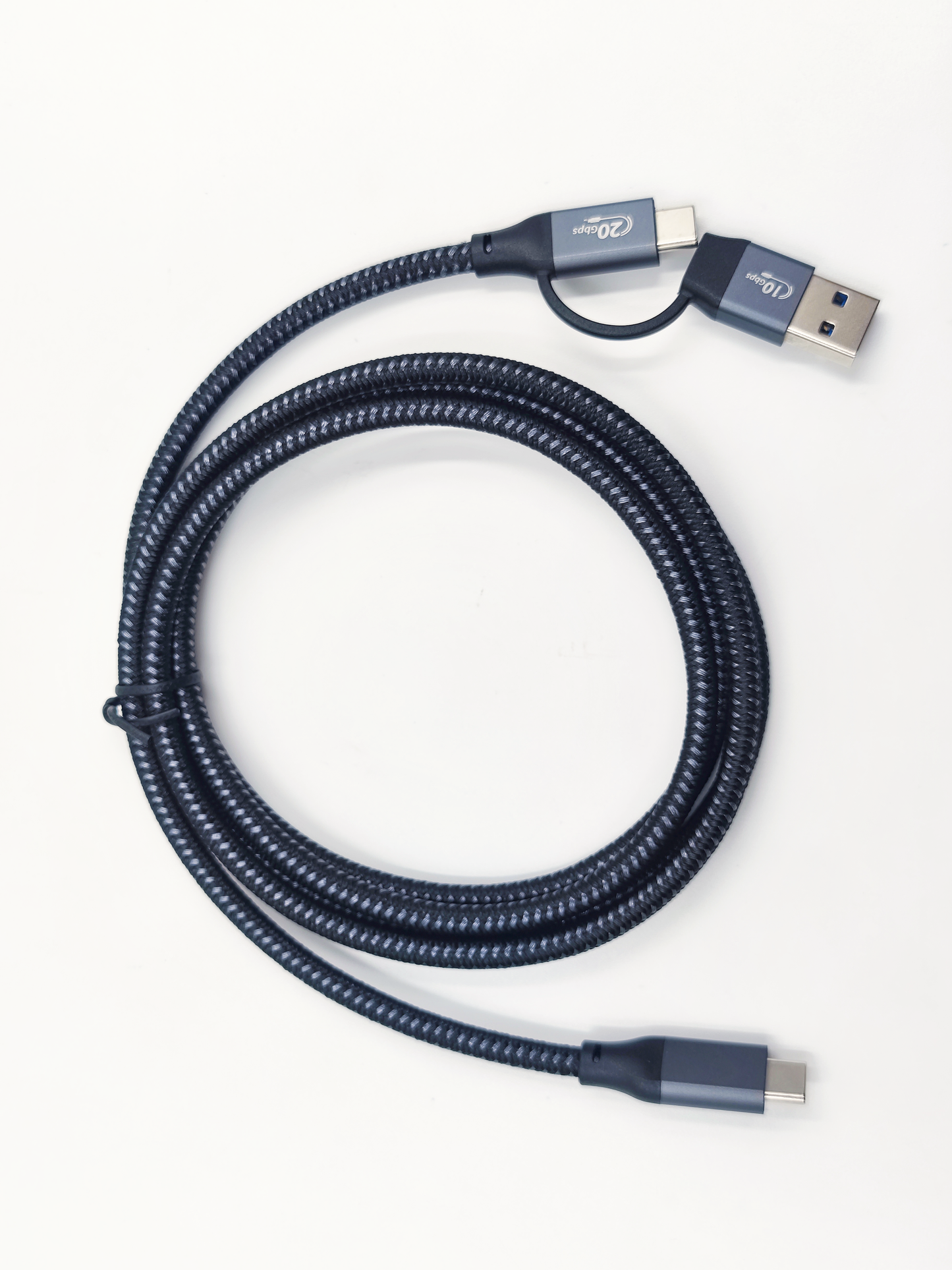 Upgraded Nylon USB-C Cable 240W Fast Charging & 10Gbps Data Transfer - 1.5m with USB-A Adapter, Classic Black