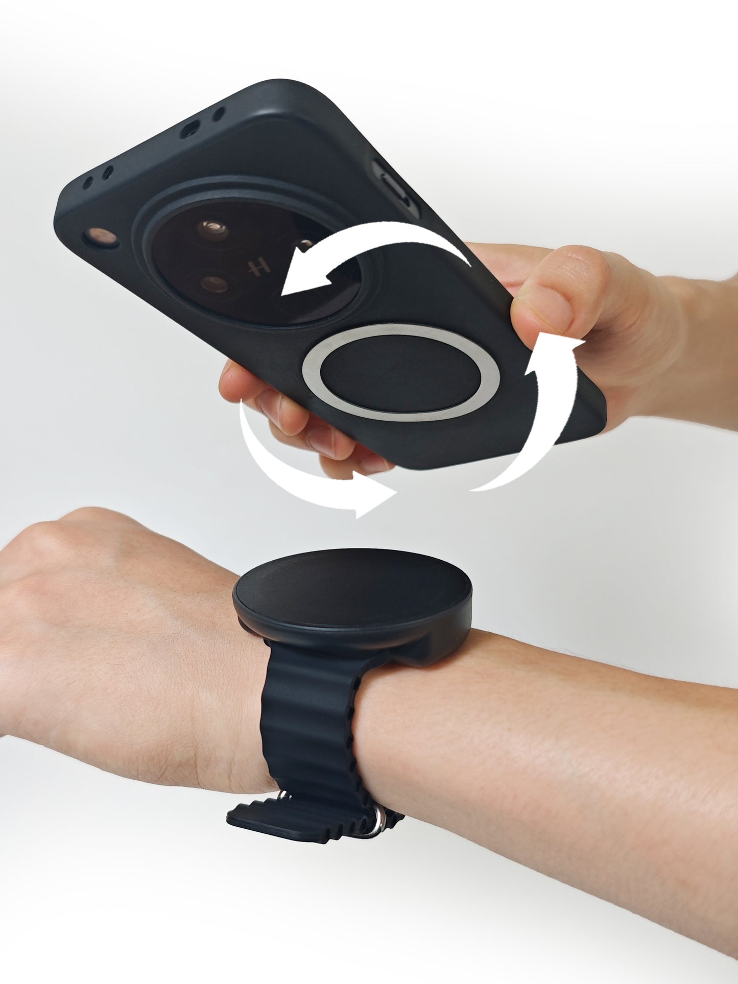Magnetic Wrist Phone Mount | 360° Rotation | Quick Release | Strong Magnetic Hold
