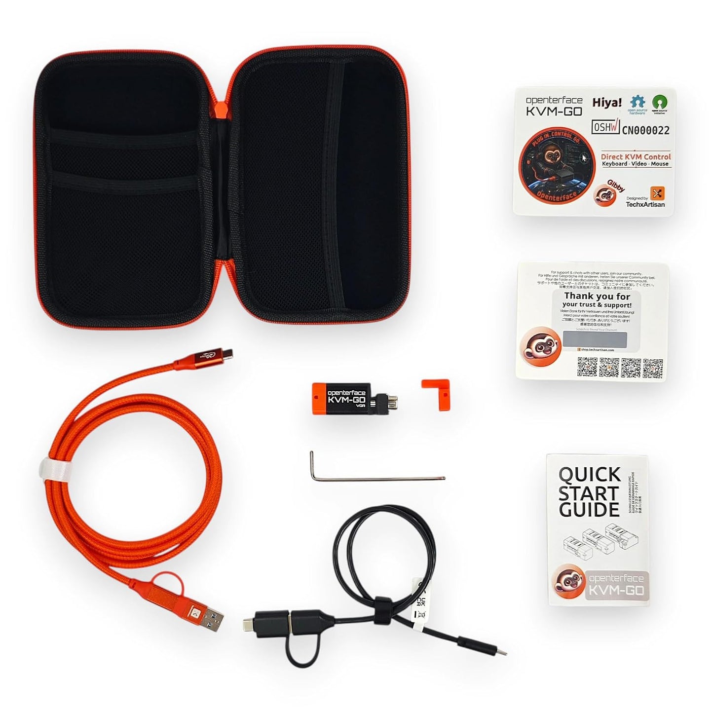KVM-GO Portable USB KVM Switch Bundle, HDMI DisplayPort VGA Toolkit, BIOS Access, Keyboard Mouse Control, microSD File Transfer for Servers and Mini PCs