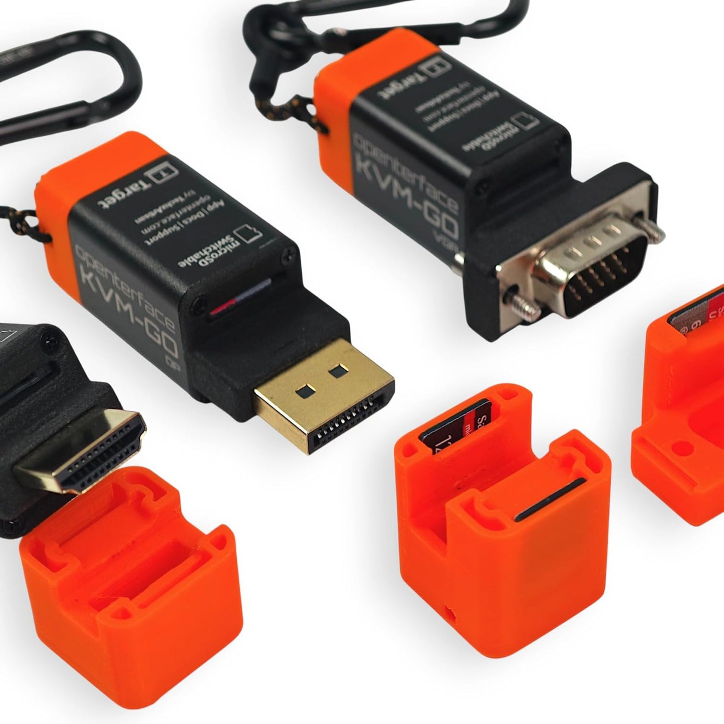 KVM-GO Portable USB KVM Switch Bundle, HDMI DisplayPort VGA Toolkit, BIOS Access, Keyboard Mouse Control, microSD File Transfer for Servers and Mini PCs
