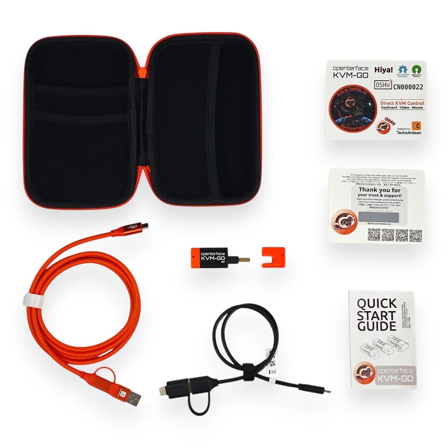 KVM-GO Portable USB KVM Switch Bundle, HDMI DisplayPort VGA Toolkit, BIOS Access, Keyboard Mouse Control, microSD File Transfer for Servers and Mini PCs