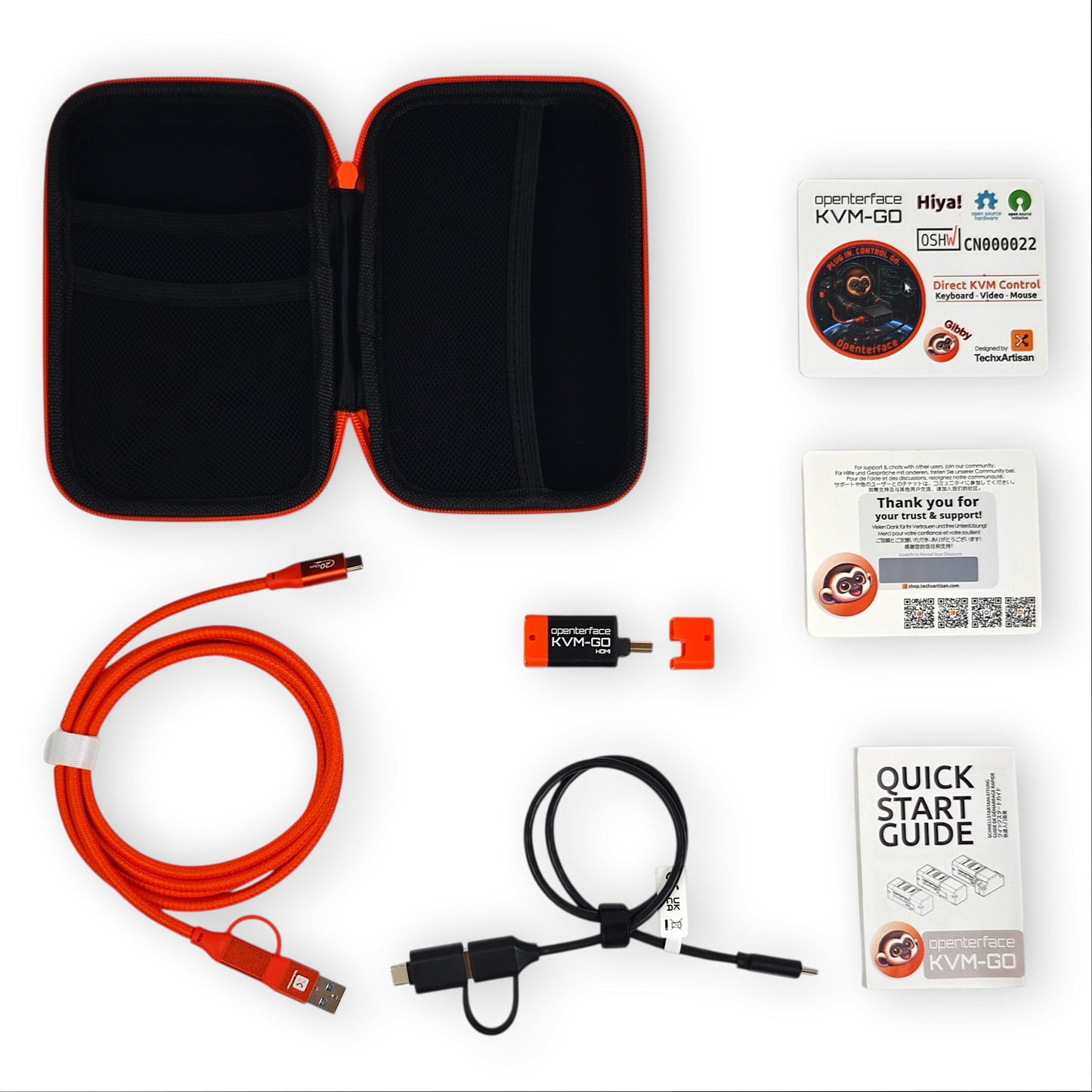 KVM-GO Portable USB KVM Switch Bundle, HDMI DisplayPort VGA Toolkit, BIOS Access, Keyboard Mouse Control, microSD File Transfer for Servers and Mini PCs